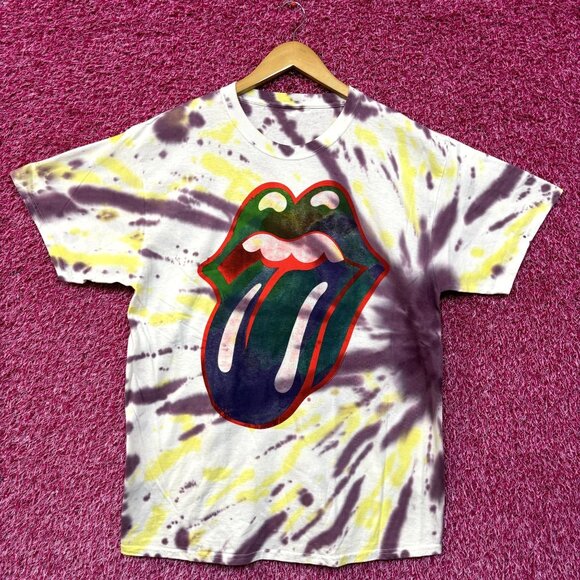 The Rolling Stones Psychedelic Hot Lips Rock Tie Dye L - Picture 1 of 4